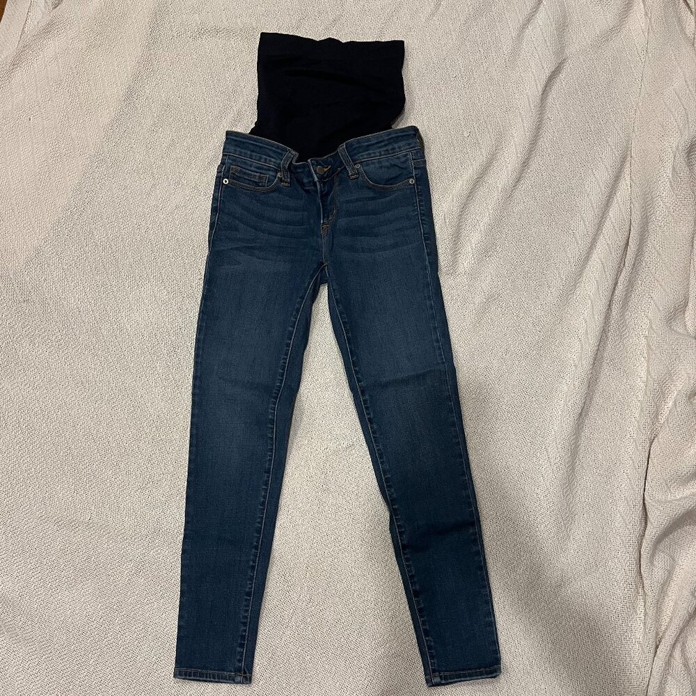 Lift-up BLANQI® Denim Maternity Belly Support Skinny Jeans - Medium Clean Wash